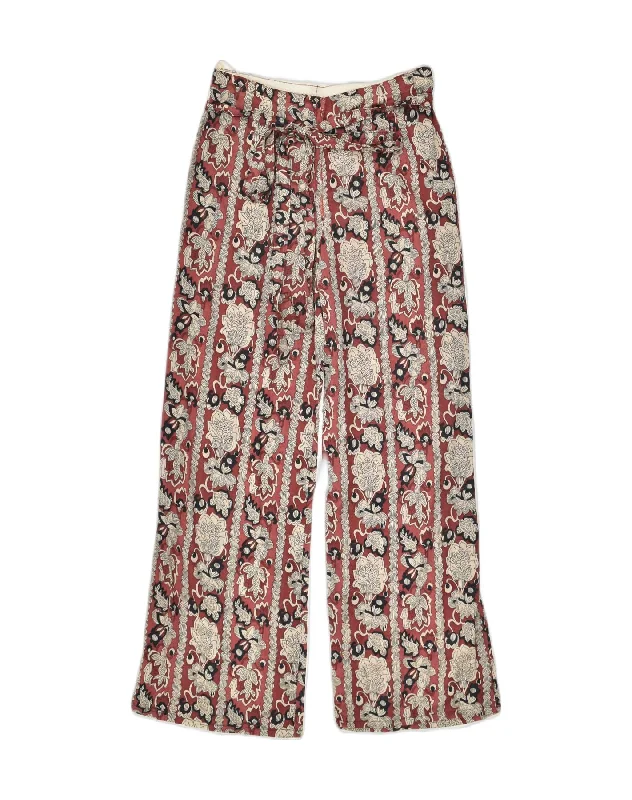 VINTAGE Womens Straight Casual Trousers W26 L27 Brown Floral Trousers Mesh Breathable VINTAGE Womens Straight Casual Trousers W26 L27 Brown Floral Trousers Mesh Breathable