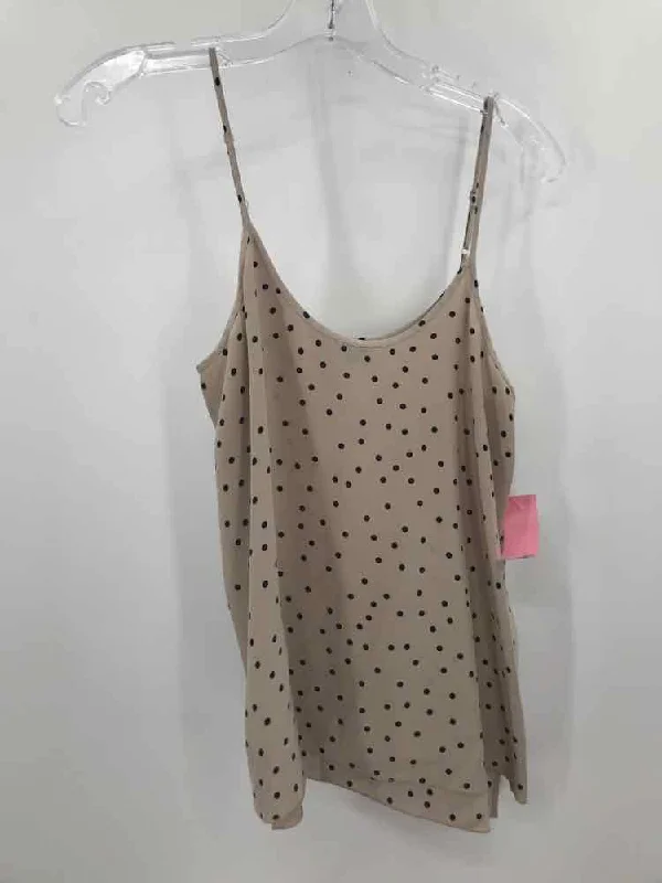 Pre-Owned ATM Tan Size XS Polka Dot Tank Top sheer tank top