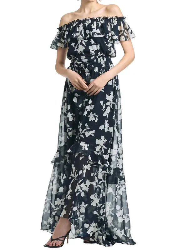 Riley Dress In Navy Venetia Petal