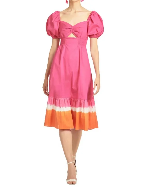 Bri Dress In Fuchsia/orange