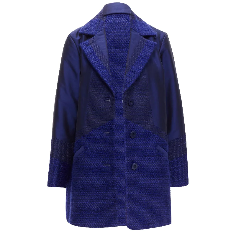 Issey Miyake cobalt taffeta tweed multi-texture jacket coat Anorak Shell Jacket Lightweight Jacket Issey Miyake cobalt taffeta tweed multi-texture jacket coat Anorak Shell Jacket Lightweight Jacket