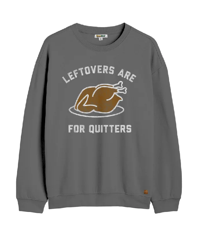 Women's Leftovers Are For Quitters Crewneck Sweatshirt Hoodie with Elastic Waist Stretchable Comfortable