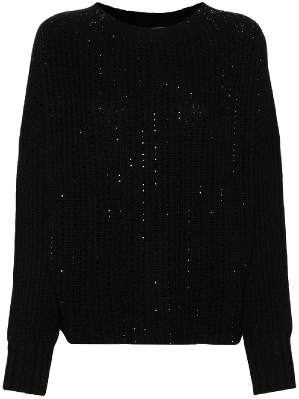 Ermanno Firenze Women's Sweaters Black Rayon Fabric Velvet Fabric Corduroy Fabric
