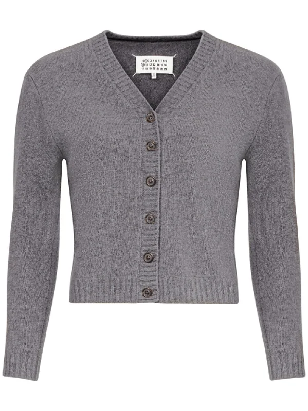 Maison Margiela Women's Sweaters Grey Turtle Neck Boat Neck Asymmetrical Neck