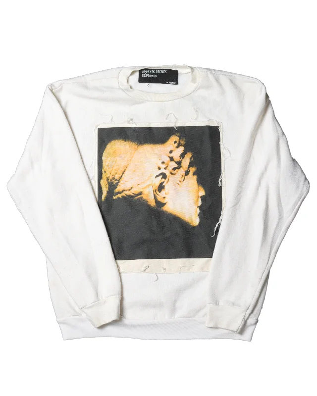 Cy Twombly Distressed Crewneck Sweatshirt Hoodie with Earth Tones Natural Calm