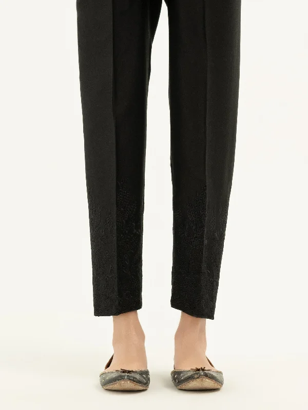 Embroidered Satin Trousers(Pret) Trousers Formal Black