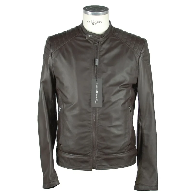 Elegant Brown Leather Zip Jacket Denim Jacket Leather Jacket Suede Jacket