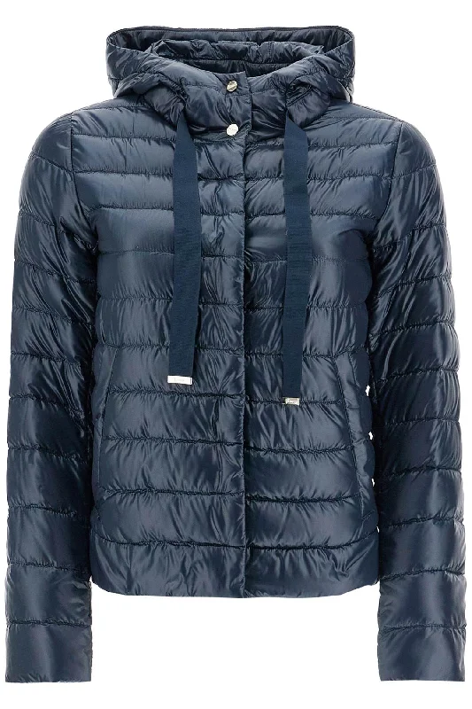 Herno Women's Cropped Down Jacket With Hood In Ultra  blue Nylon Satin Jacket Silk Jacket Chiffon Jacket
