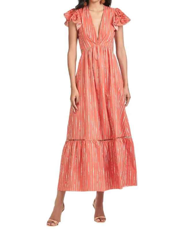 Georgia Dress In Orange/shibori Stripe