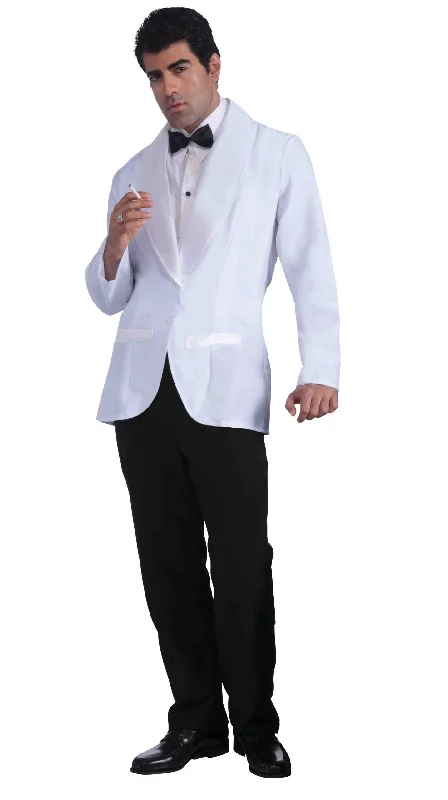 Mens Formal White Jacket Adult Costume Male Halloween Cardigan Sweater Pullover