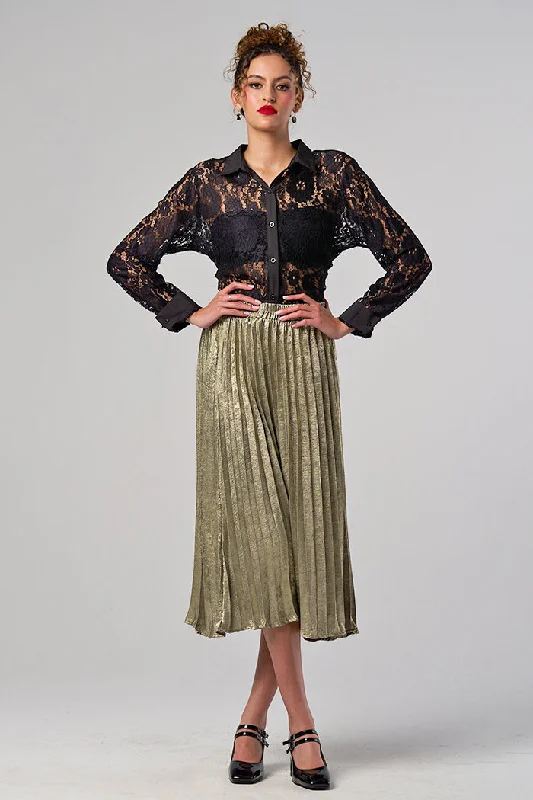 Pleated skirt chiffon skirt lightweight