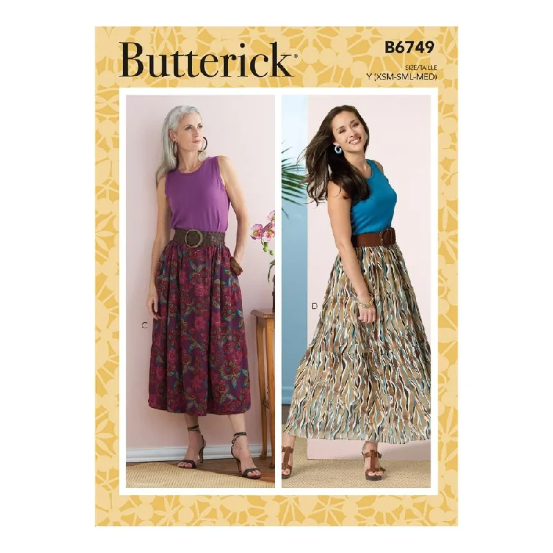 Butterick Pattern B6749 Misses' Gathered-Waist Skirts silk skirt smooth