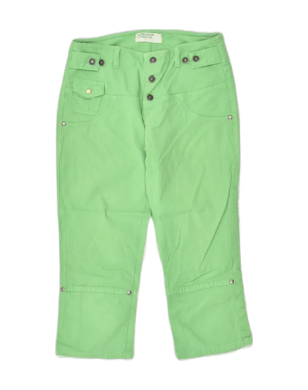 BENETTON Womens Slim Capri Trousers IT 38 XS W28 L19 Green Cotton Trousers practical durable BENETTON Womens Slim Capri Trousers IT 38 XS W28 L19 Green Cotton Trousers practical durable