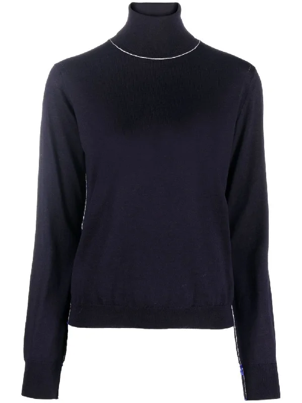 Maison Margiela Women's Sweaters Blue Zippered Buttoned Snapped