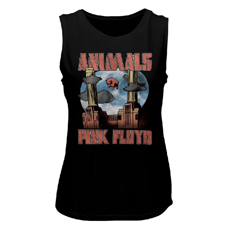 Women Exclusive PINK FLOYD Eye-Catching Muscle Tank, Animals trendy tank top