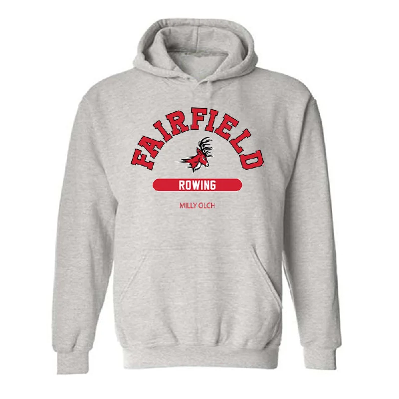 Fairfield - NCAA Women's Rowing : Milly Olch - Classic Fashion Shersey Hooded Sweatshirt Hoodie with Elastic Waist Stretchable Comfortable