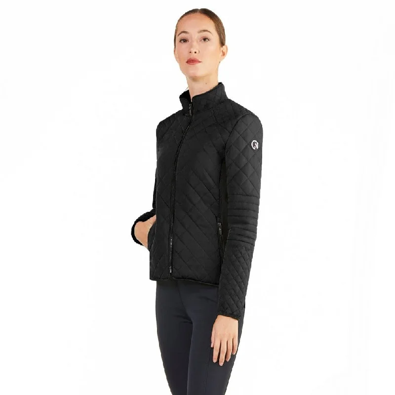 Women's Quilted Jacket Atena Denim Fabric Leather Fabric Suede Fabric
