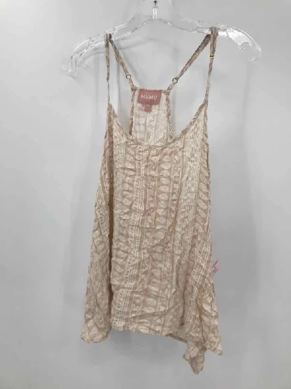 Pre-Owned Show Me Your Mumu Tan Size Medium Printed Tank Top flexible tank top