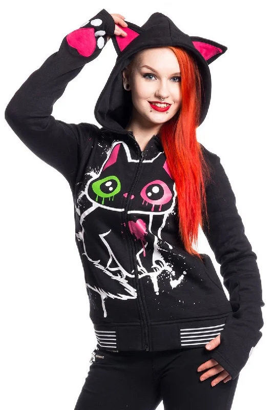 Cupcake Cult Kitty Mase Hoodie Hoodie with Longline Fit Extended Stylish