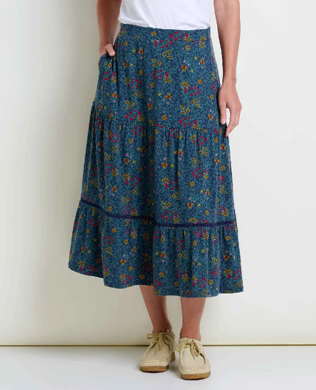 Marigold Tiered Midi Skirt boho skirt vibe