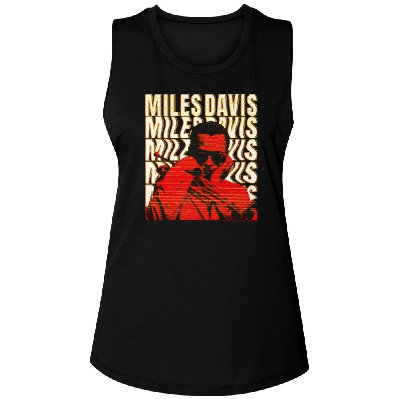 MILES DAVIS Tank Top for Ladies, Warped Text cherry red tank