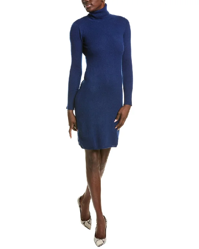 sofiacashmere Classic Turtleneck Cashmere Sweaterdress Bright Pastel Dark
