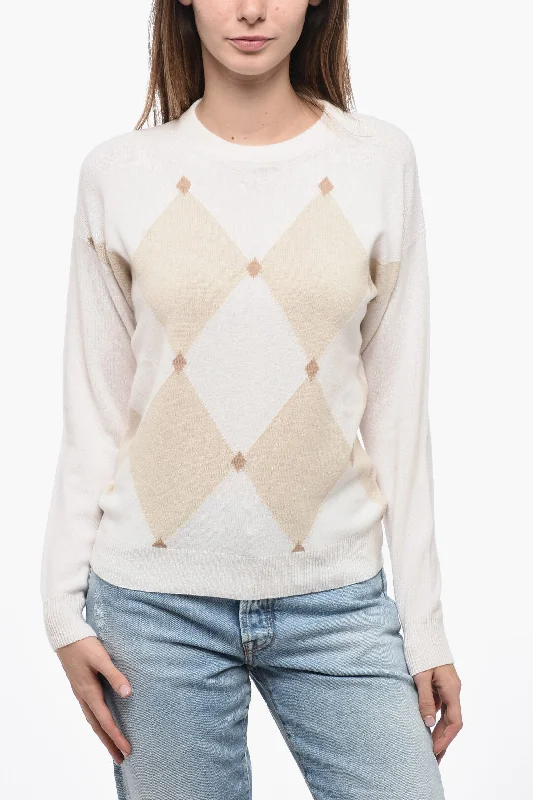Peserico Lurex Detailing Sweater with Geometric Motif 40 Italian size Graphic Sweater Embroidered Appliqued Peserico Lurex Detailing Sweater with Geometric Motif 40 Italian size Graphic Sweater Embroidered Appliqued