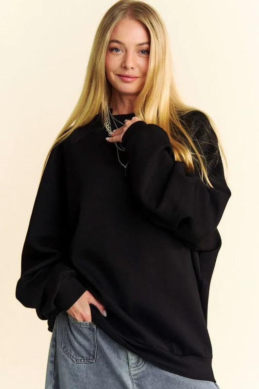 Hazel Blues® | Davi & Dani Round Neck Raglan Sleeve Sweatshirt Hoodie with Hem Elastic Stretchable Comfortable Hazel Blues® | Davi & Dani Round Neck Raglan Sleeve Sweatshirt Hoodie with Hem Elastic Stretchable Comfortable