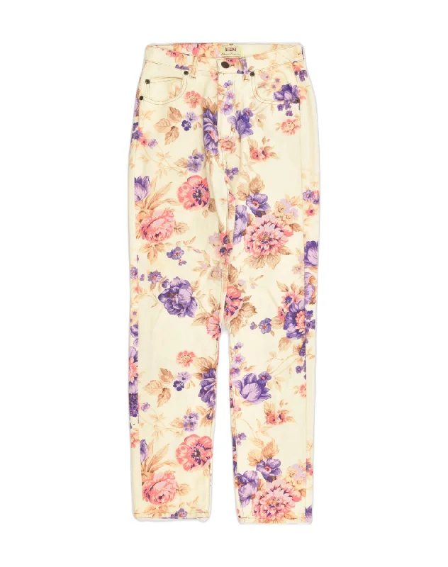 SISLEY Womens Slim Casual Trousers W24 L28 Beige Floral Cotton Trousers Cargo pockets SISLEY Womens Slim Casual Trousers W24 L28 Beige Floral Cotton Trousers Cargo pockets