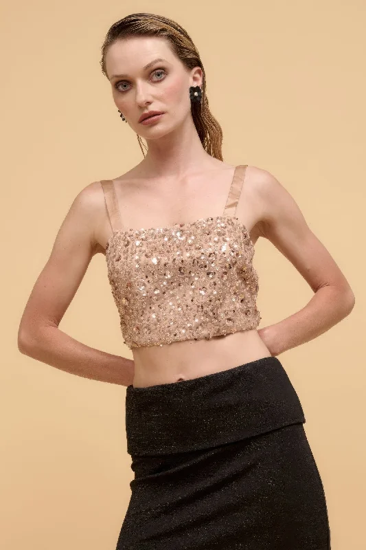 Floral sequins straight neck crop top Plaid Crop Top Polka Dot Checkered