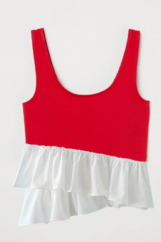 Red Devil Crop Top Sequined Glittery Shiny