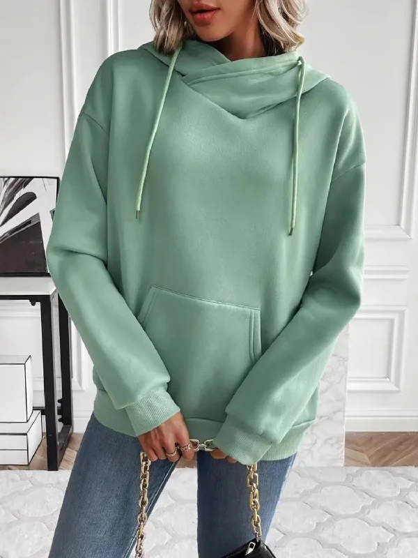 Hazel Blues® | Drawstring Long Sleeve Hoodie with Kangaroo Pocket Hoodie with Drawstring Waist Adjustable Fitted Hazel Blues® | Drawstring Long Sleeve Hoodie with Kangaroo Pocket Hoodie with Drawstring Waist Adjustable Fitted