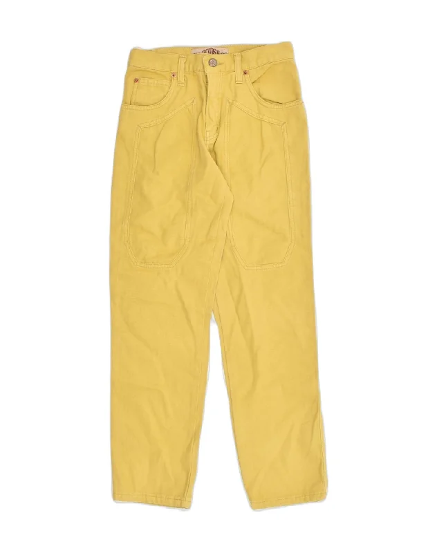 JECKERSON Womens Casual Trousers W26 L25 Yellow Cotton Trousers Solid Black