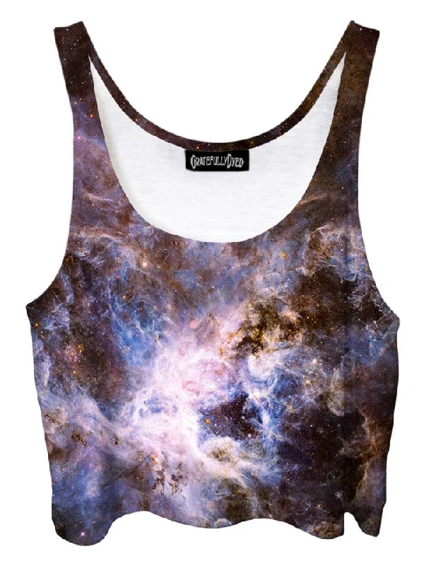 Interstellar Connection Pastel Galaxy Crop Top Print Jacquard Patchwork