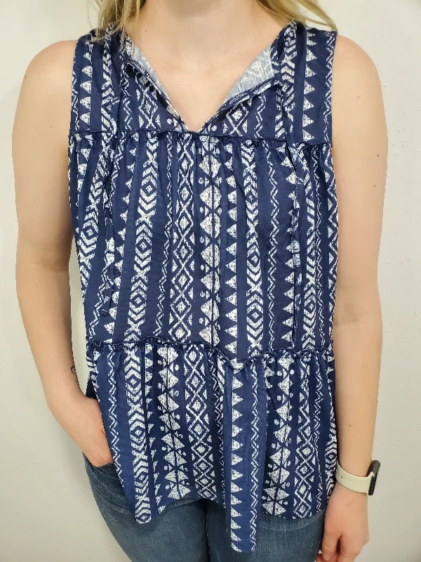 PATRIOTIC SKIES TANK - NAVY/WHITE playful tank top
