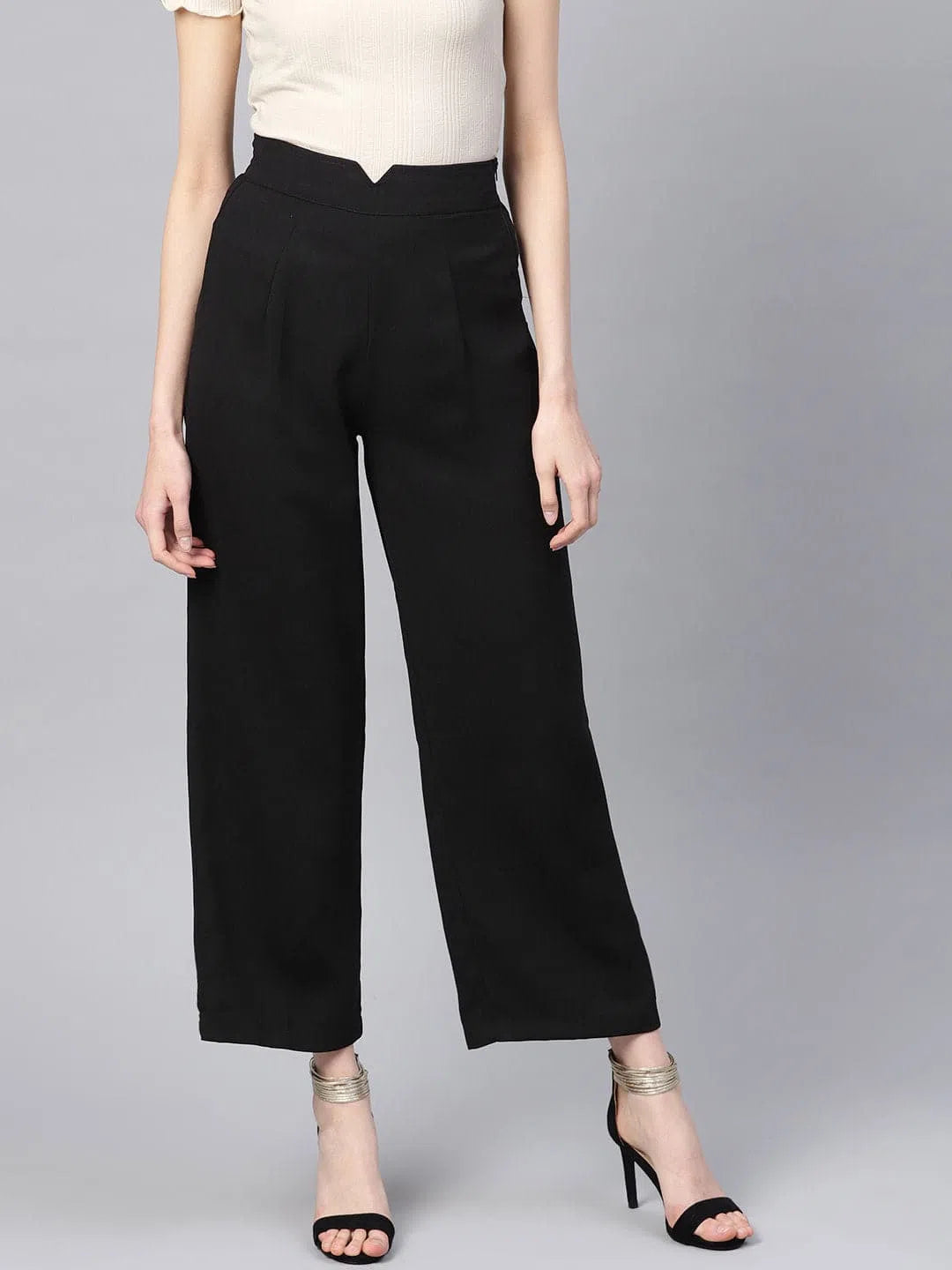 Black Wide Leg Trousers Trousers Silk Elegant
