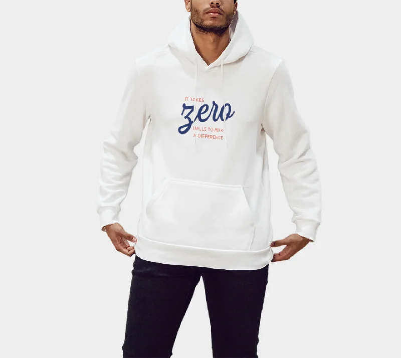 "Zero Balls" Hoodie Hoodie with Hem Applique Textured Unique