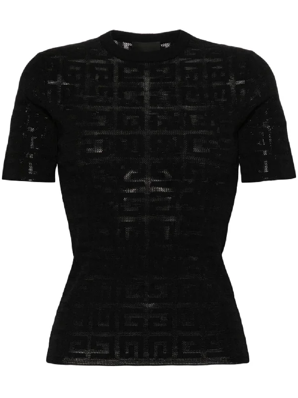 Givenchy Women's Sweaters Black Chenille Fabric Brocade Fabric Lace Fabric