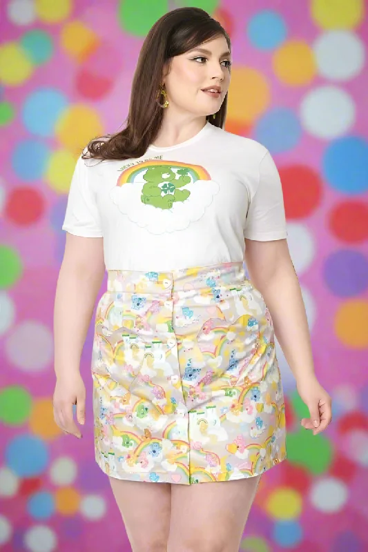 Care Bears x Unique Vintage Plus Size Kingdom Of Caring Print Mini Skirt chiffon skirt delicate