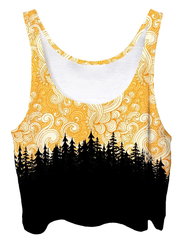 Yellow Cloud Swirl Forest Crop Top Knit Fabric Woven Fabric Fleece Fabric