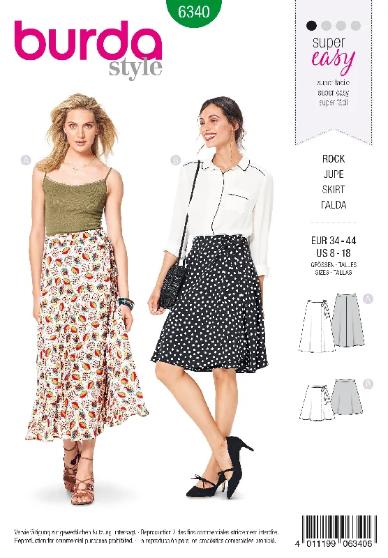 Burda Pattern 6340 Misses' wrap skirt cashmere skirt soft