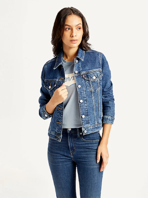 Women's Solid Indigo Spread Collar Jacket Print Jacket Jacquard Jacket Embroidered Jacket Women's Solid Indigo Spread Collar Jacket Print Jacket Jacquard Jacket Embroidered Jacket