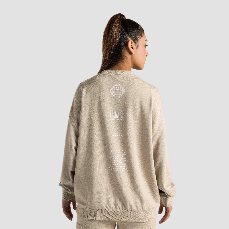 Sanctuary Oversized SweatShirt (Beige) Hoodie with Oversized Fit Loose Comfortable