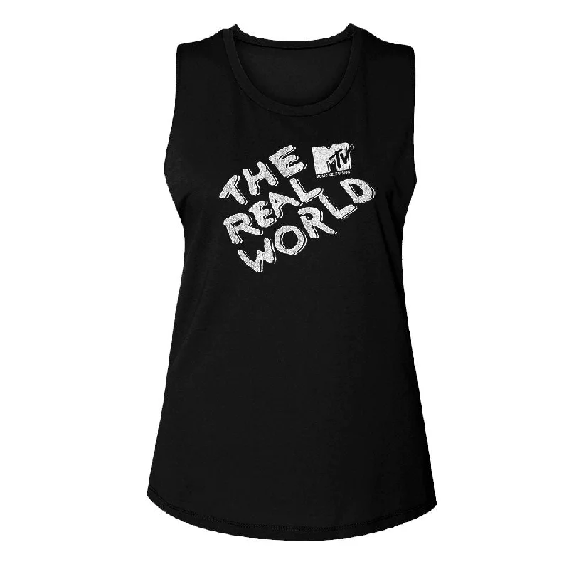 MTV Eye-Catching Tank Top, The Real World Logo print tank top