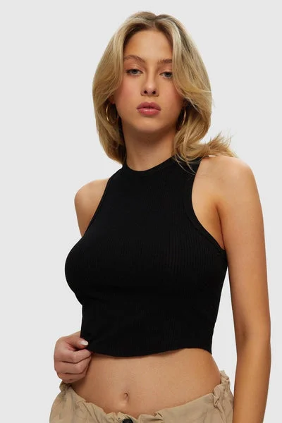 Kuwalla Halter Racer Tank rhinestone tank top