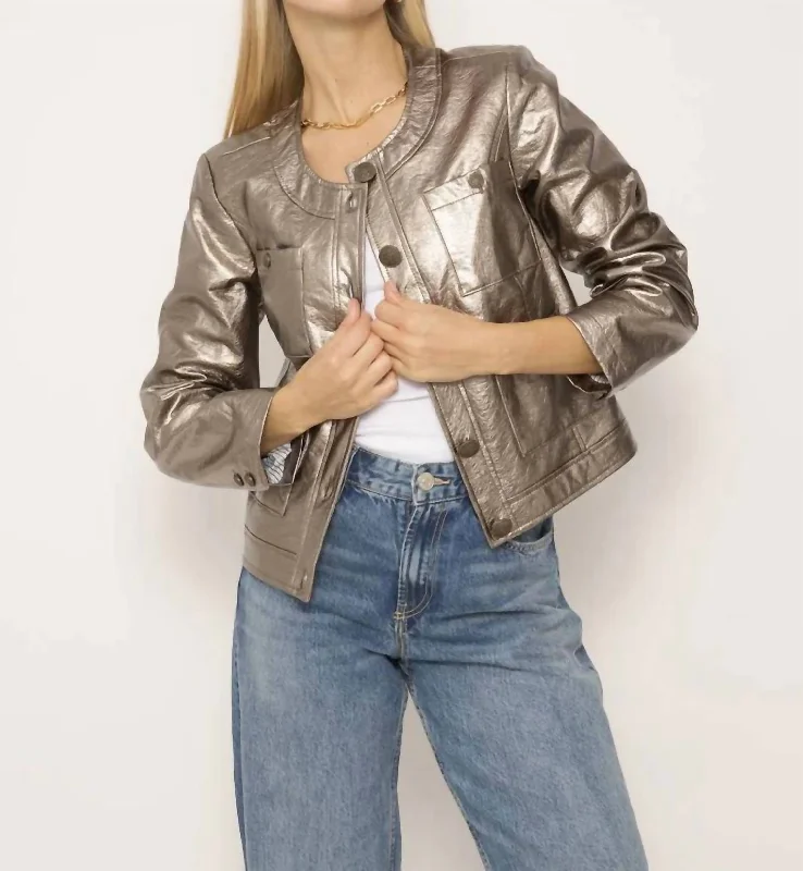 Arden Vegan Lady Jacket In Silver Denim Jacket Leather Jacket Suede Jacket