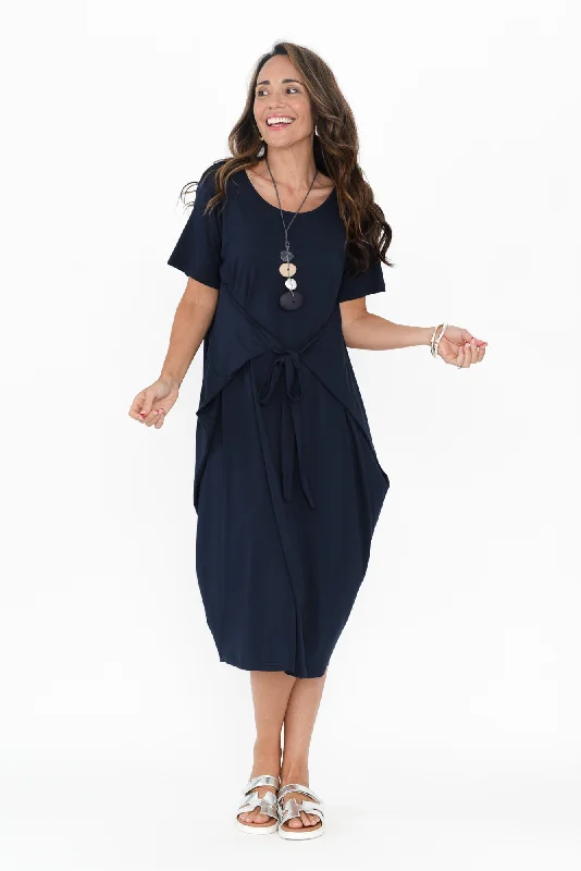 Tidal Navy Layered Bamboo Dress