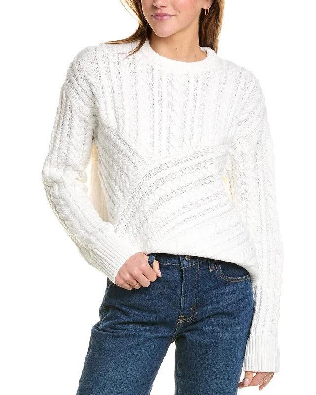 Monrow Cable Knit Wool-Blend Sweater Elasticated Padded Insulated