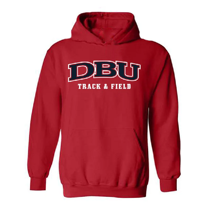 Dallas Baptist - NCAA Women's Track & Field : Cierra Wheeler - Hooded Sweatshirt Hoodie with Raglan Sleeves Sporty Comfortable