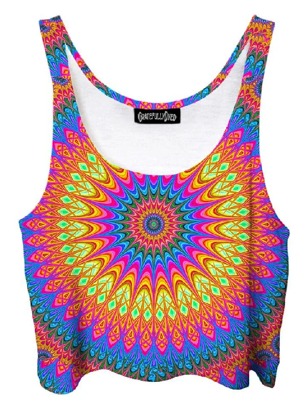Neon Tribe Rainbow Mandala Crop Top Wool Fabric Cashmere Fabric Tweed Fabric